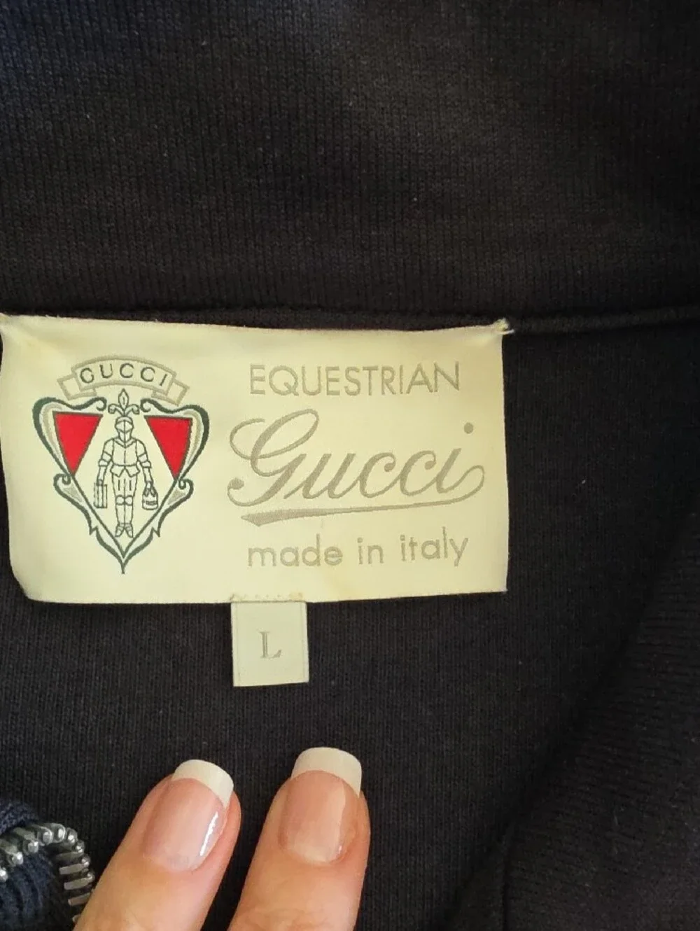 Black Gucci Zip Front Bomber Jacket with Red & Green Trim